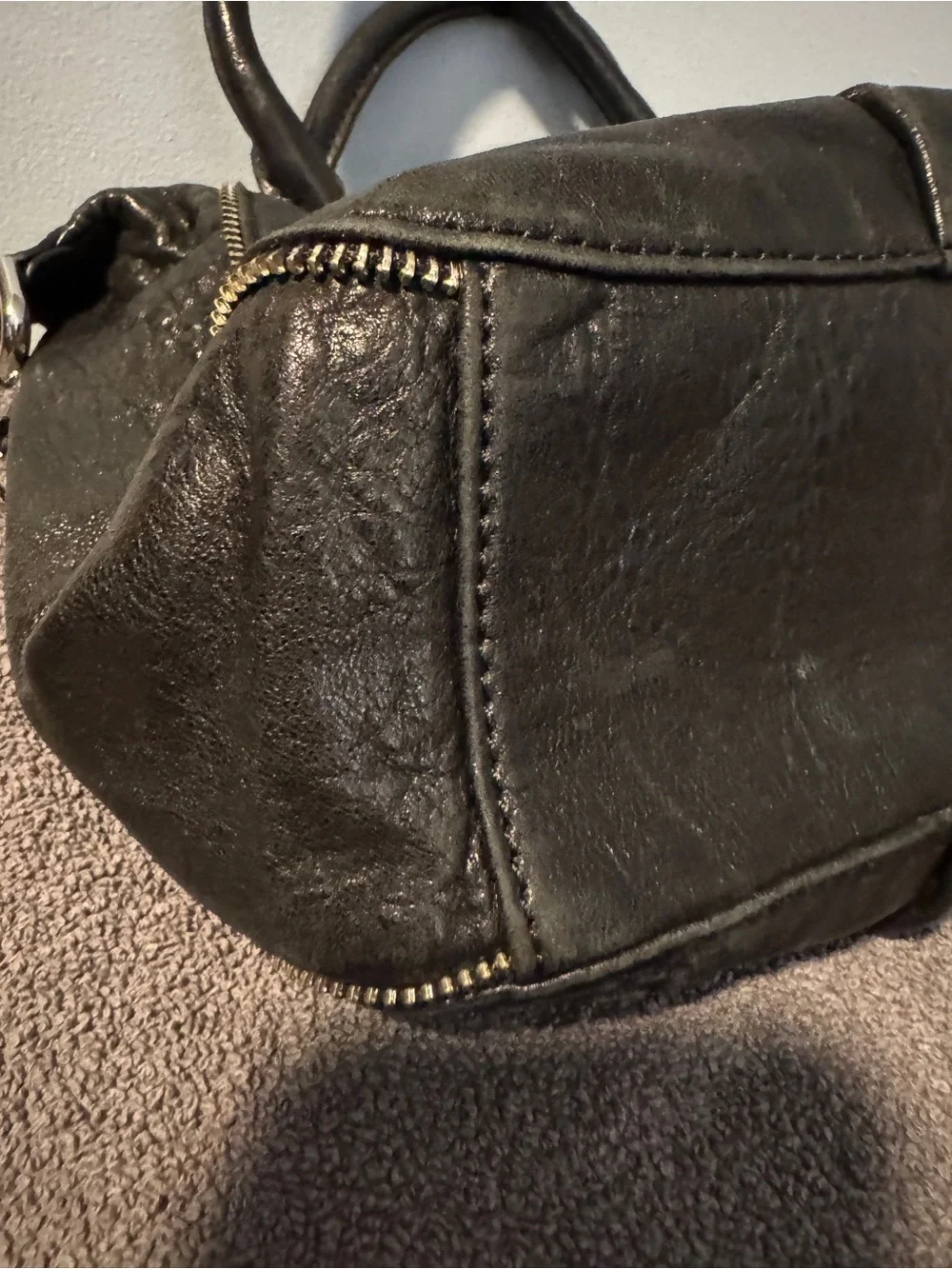 Michael Kors Black Leather Eyelet Satchel with MK Charm